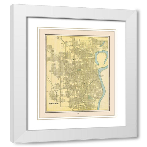 Omaha  Nebraska - Cram 1892 White Modern Wood Framed Art Print with Double Matting by Cram