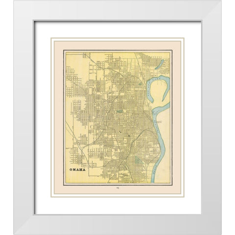 Omaha  Nebraska - Cram 1892 White Modern Wood Framed Art Print with Double Matting by Cram