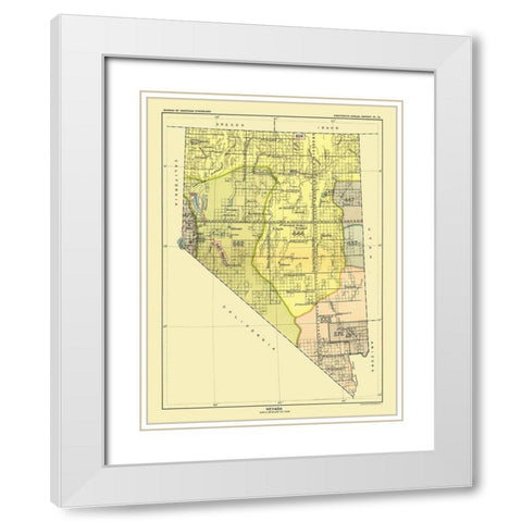 Nevada - Pyramid Lake - Hoen 1896 White Modern Wood Framed Art Print with Double Matting by Hoen