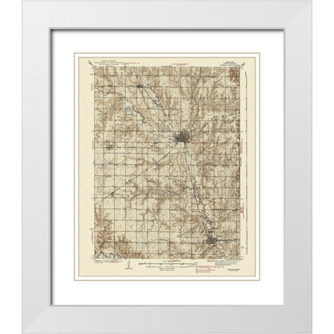 Seward Nebraska Quad - USGS 1939 White Modern Wood Framed Art Print with Double Matting by USGS