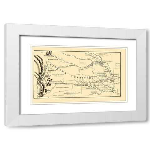 Western Territory Indian Lands - Dodge 1835 White Modern Wood Framed Art Print with Double Matting by Dodge