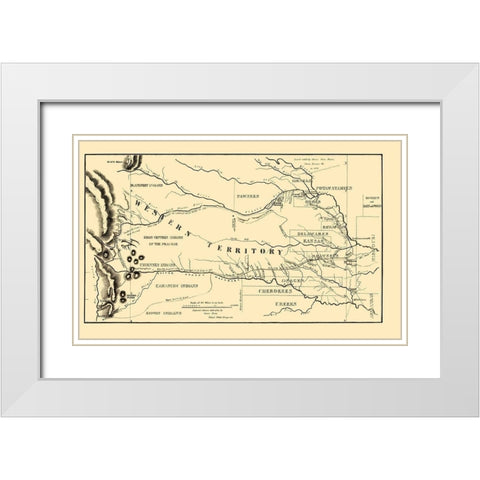Western Territory Indian Lands - Dodge 1835 White Modern Wood Framed Art Print with Double Matting by Dodge