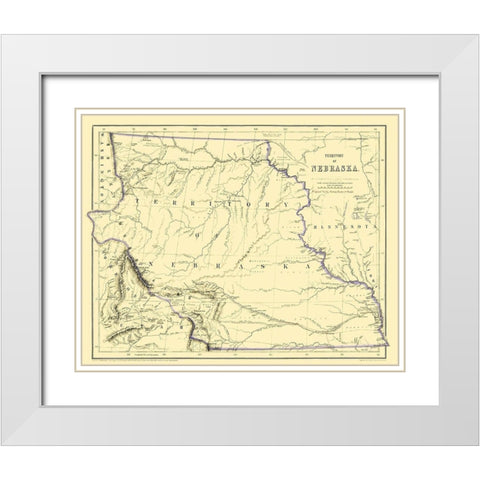 Nebraska Territory - Rogers 1857 White Modern Wood Framed Art Print with Double Matting by Rogers