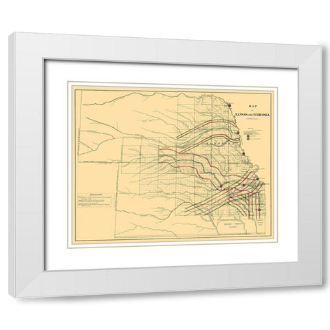 Kansas, Nebraska Railroads - LOC 1865 White Modern Wood Framed Art Print with Double Matting by LOC