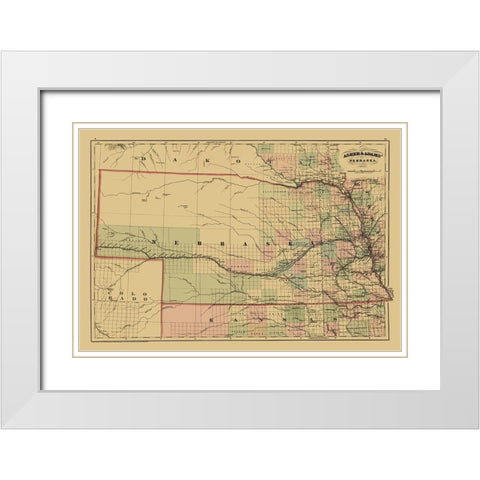 Nebraska - Asher  1874 White Modern Wood Framed Art Print with Double Matting by Asher