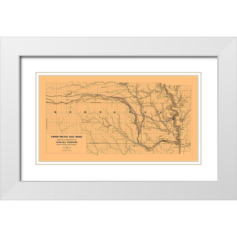 Union Pacific Railroad, Nebraska Territory 1865 White Modern Wood Framed Art Print with Double Matting by Dey