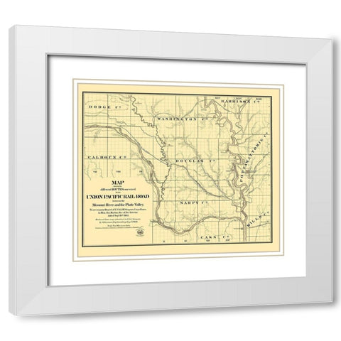 Pacific Railroad, Platte Valley - Seymour 1865 White Modern Wood Framed Art Print with Double Matting by Seymour