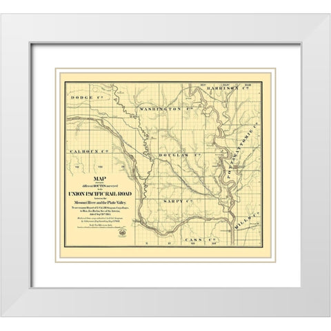 Pacific Railroad, Platte Valley - Seymour 1865 White Modern Wood Framed Art Print with Double Matting by Seymour