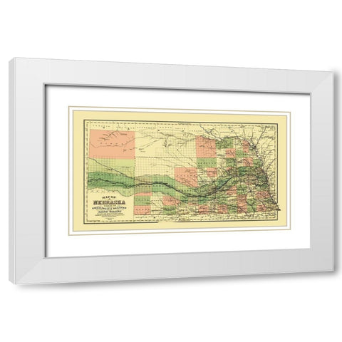 Union Pacific Railroad Land Grant - Page 1880 White Modern Wood Framed Art Print with Double Matting by Page