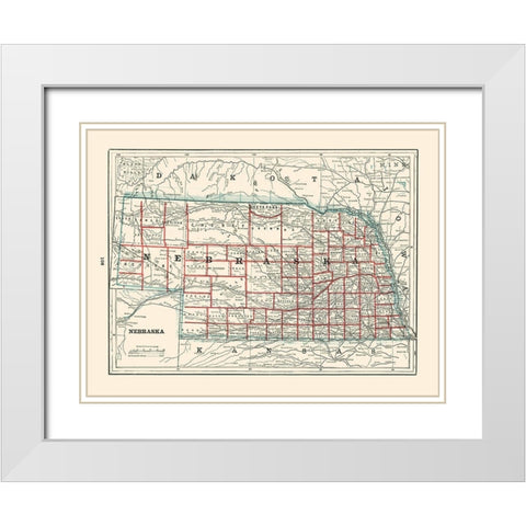 Nebraska - Rathbun 1893 White Modern Wood Framed Art Print with Double Matting by Rathbun