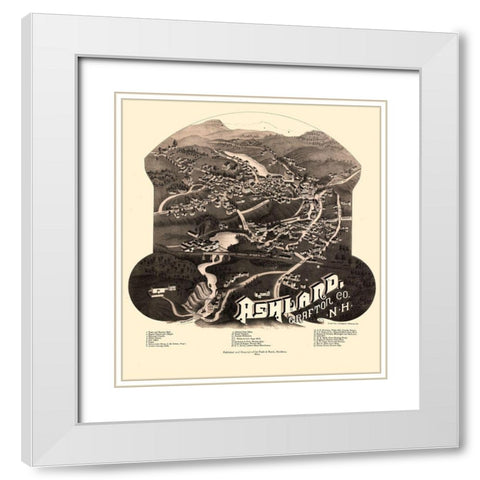 Ashland New Hampshire - Norris 1883  White Modern Wood Framed Art Print with Double Matting by Norris