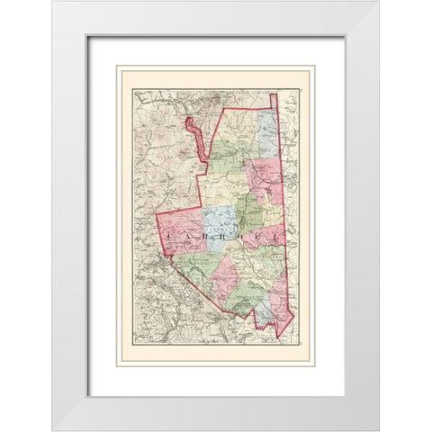 Carroll New Hampshire - Walling 1877 White Modern Wood Framed Art Print with Double Matting by Walling