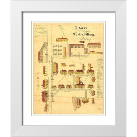 Canterbury New Hampshire - Foster 1849  White Modern Wood Framed Art Print with Double Matting by Foster