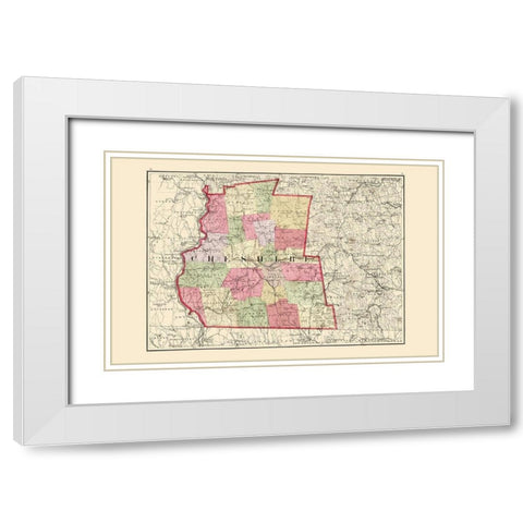 Cheshire New Hampshire - Walling 1877 White Modern Wood Framed Art Print with Double Matting by Walling