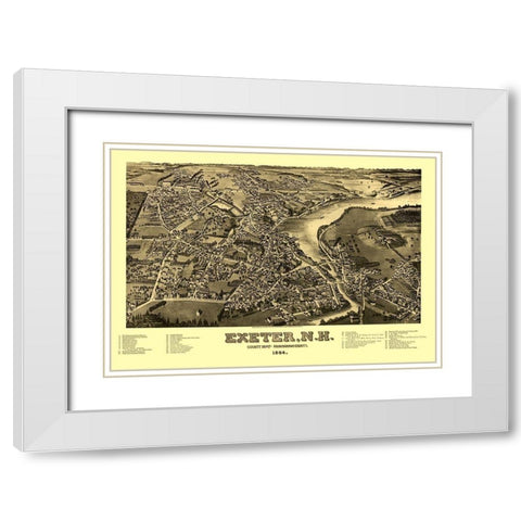 Exeter New Hampshire - Norris 1884  White Modern Wood Framed Art Print with Double Matting by Norris