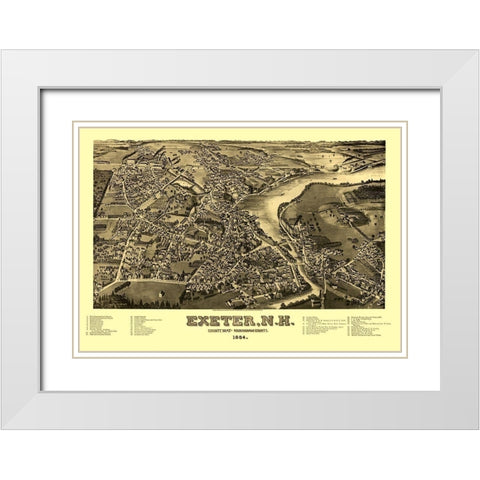 Exeter New Hampshire - Norris 1884  White Modern Wood Framed Art Print with Double Matting by Norris
