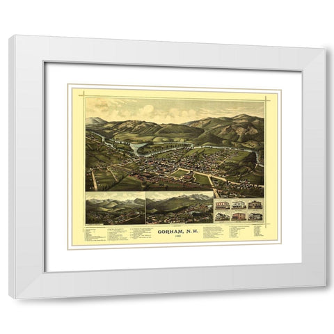 Gorham New Hampshire - Norris 1888  White Modern Wood Framed Art Print with Double Matting by Norris