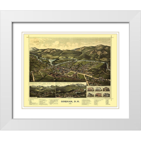 Gorham New Hampshire - Norris 1888  White Modern Wood Framed Art Print with Double Matting by Norris