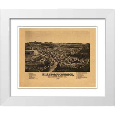 Hillsborough Bridge New Hampshire - Norris 1884  White Modern Wood Framed Art Print with Double Matting by Norris