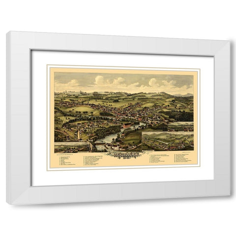 Henniker New Hampshire - Norris 1889  White Modern Wood Framed Art Print with Double Matting by Norris