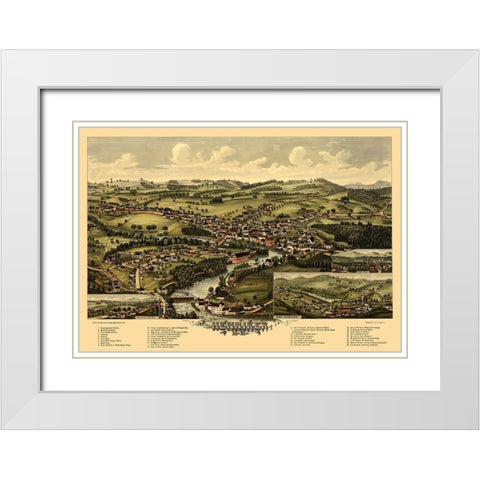 Henniker New Hampshire - Norris 1889  White Modern Wood Framed Art Print with Double Matting by Norris
