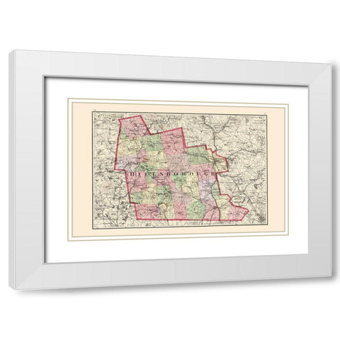 Hillsborough New Hampshire - Walling 1877 White Modern Wood Framed Art Print with Double Matting by Walling