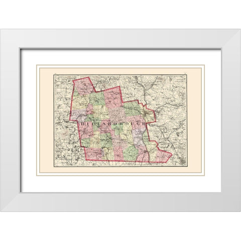 Hillsborough New Hampshire - Walling 1877 White Modern Wood Framed Art Print with Double Matting by Walling