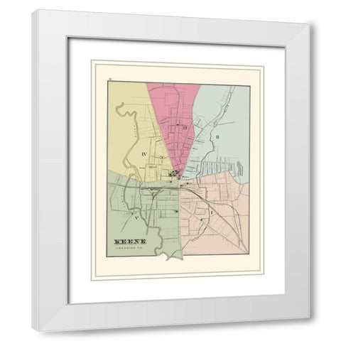 Keene New Hampshire - Hitchcock 1877 White Modern Wood Framed Art Print with Double Matting by Hitchcock