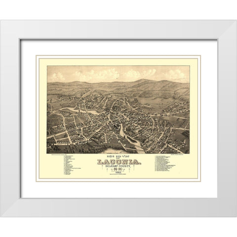 Laconia New Hampshire - Poole 1883  White Modern Wood Framed Art Print with Double Matting by Poole