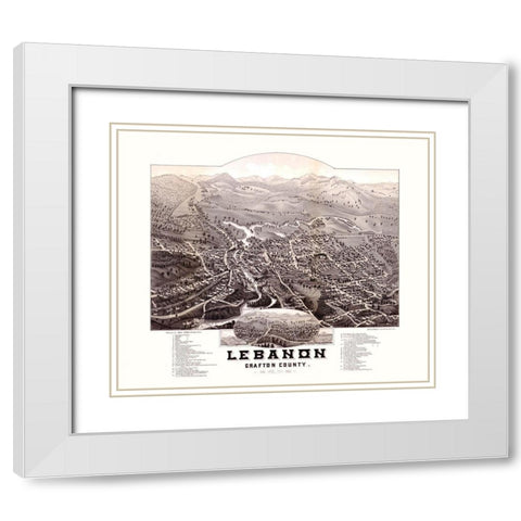 Lebanon New Hampshire - Norris 1884  White Modern Wood Framed Art Print with Double Matting by Norris