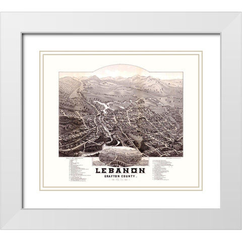 Lebanon New Hampshire - Norris 1884  White Modern Wood Framed Art Print with Double Matting by Norris