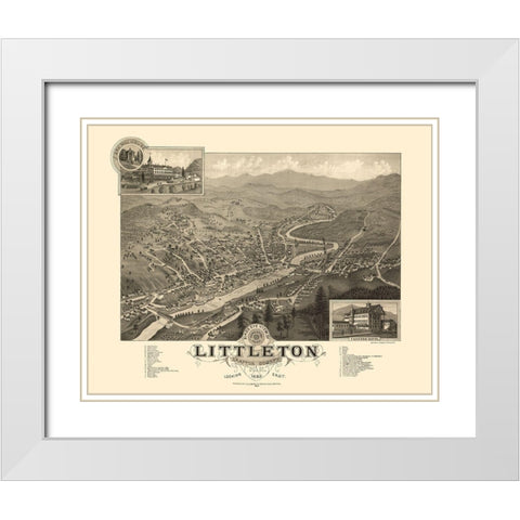 Littleton New Hampshire - Poole 1883  White Modern Wood Framed Art Print with Double Matting by Poole