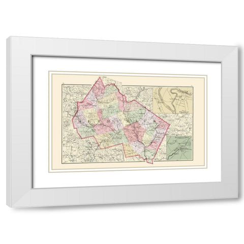 Merrimack New Hampshire - Walling 1877 White Modern Wood Framed Art Print with Double Matting by Walling