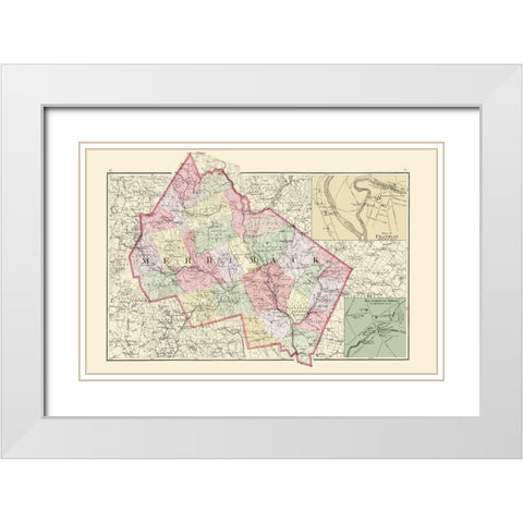 Merrimack New Hampshire - Walling 1877 White Modern Wood Framed Art Print with Double Matting by Walling