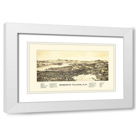 Meredith Village New Hampshire - Norris 1889  White Modern Wood Framed Art Print with Double Matting by Norris