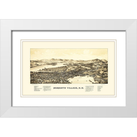 Meredith Village New Hampshire - Norris 1889  White Modern Wood Framed Art Print with Double Matting by Norris