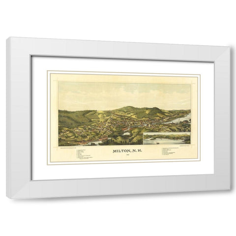 Milton New Hampshire - Norris 1888  White Modern Wood Framed Art Print with Double Matting by Norris