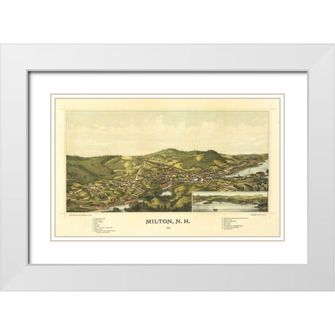 Milton New Hampshire - Norris 1888  White Modern Wood Framed Art Print with Double Matting by Norris