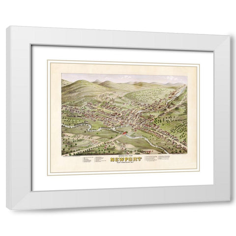 Newport New Hampshire - Stoner 1877  White Modern Wood Framed Art Print with Double Matting by Stoner