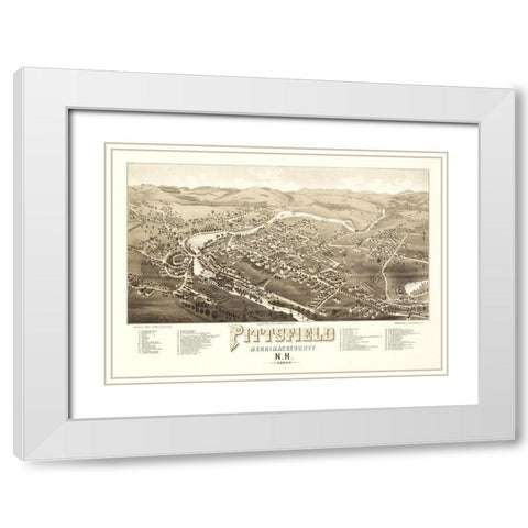 Pittsfield New Hampshire - Norris 1884  White Modern Wood Framed Art Print with Double Matting by Norris