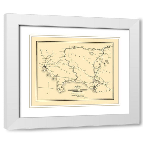 Portsmouth and Concord Railroad - Carter 1845 White Modern Wood Framed Art Print with Double Matting by Carter