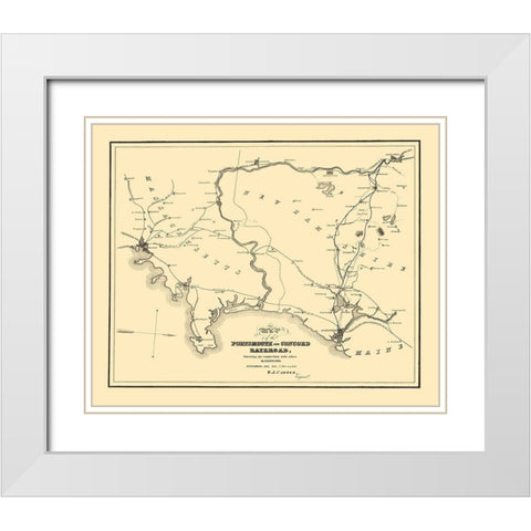 Portsmouth and Concord Railroad - Carter 1845 White Modern Wood Framed Art Print with Double Matting by Carter