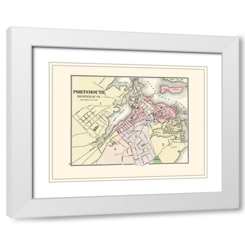 Portsmouth New Hampshire - Comstock 1877 White Modern Wood Framed Art Print with Double Matting by Comstock