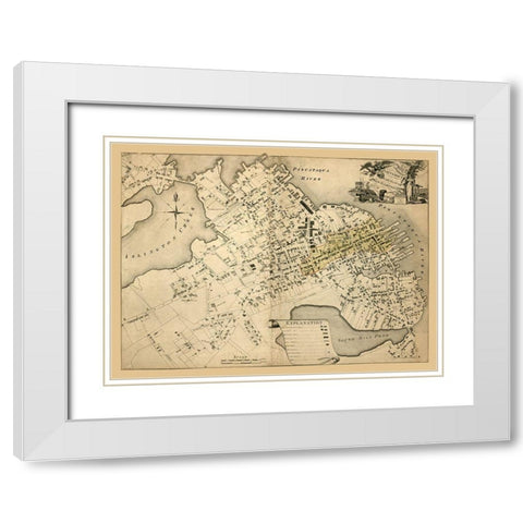 Portsmouth New Hampshire - Halen 1813  White Modern Wood Framed Art Print with Double Matting by Halen