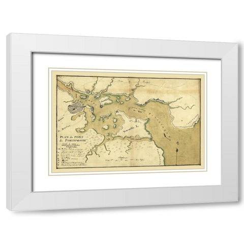 Portsmouth New Hampshire -1782 White Modern Wood Framed Art Print with Double Matting by Unknown