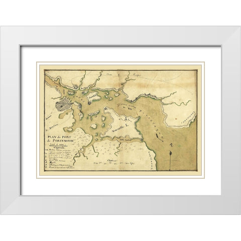 Portsmouth New Hampshire -1782 White Modern Wood Framed Art Print with Double Matting by Unknown
