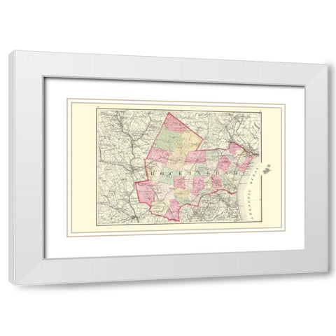 Rockingham New Hampshire - Walling 1877 White Modern Wood Framed Art Print with Double Matting by Walling