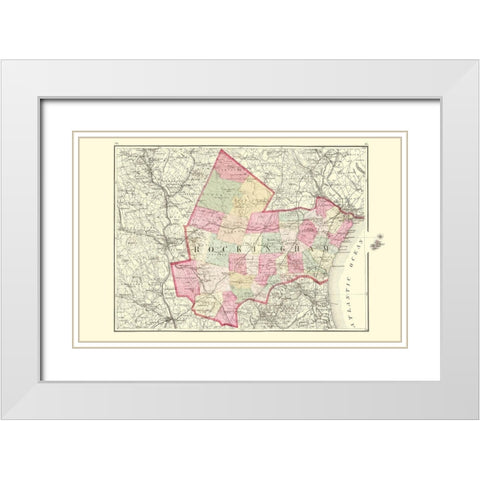 Rockingham New Hampshire - Walling 1877 White Modern Wood Framed Art Print with Double Matting by Walling