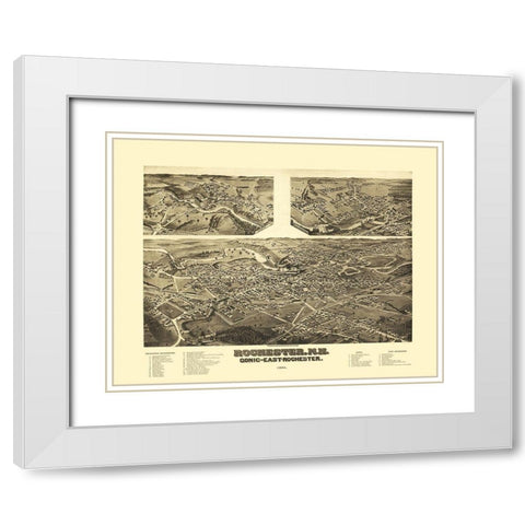 Rochester New Hampshire - Norris 1884  White Modern Wood Framed Art Print with Double Matting by Norris