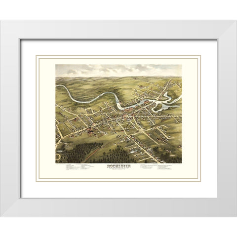 Rochester New Hampshire - Stoner 1877  White Modern Wood Framed Art Print with Double Matting by Stoner